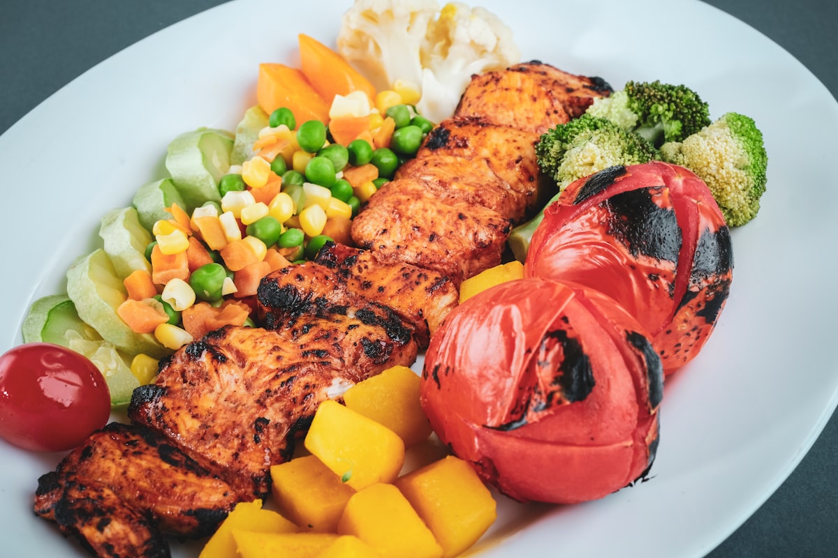 Healthy meal preparation workspace with fresh ingredients